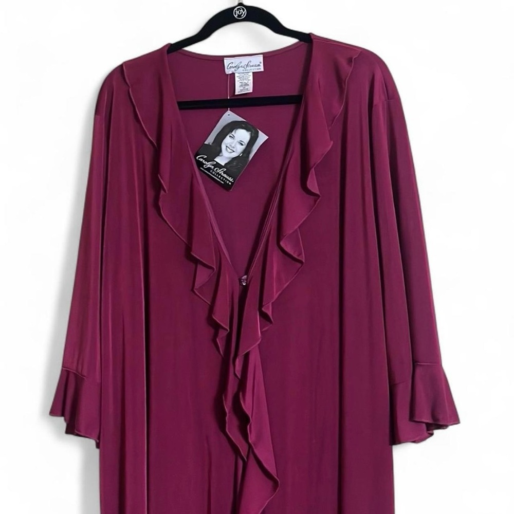 Carolyn Strauss Collection Long Cardigan 3XLP Ruffle Collar/Sleeves Grandmacore - Picture 3 of 7